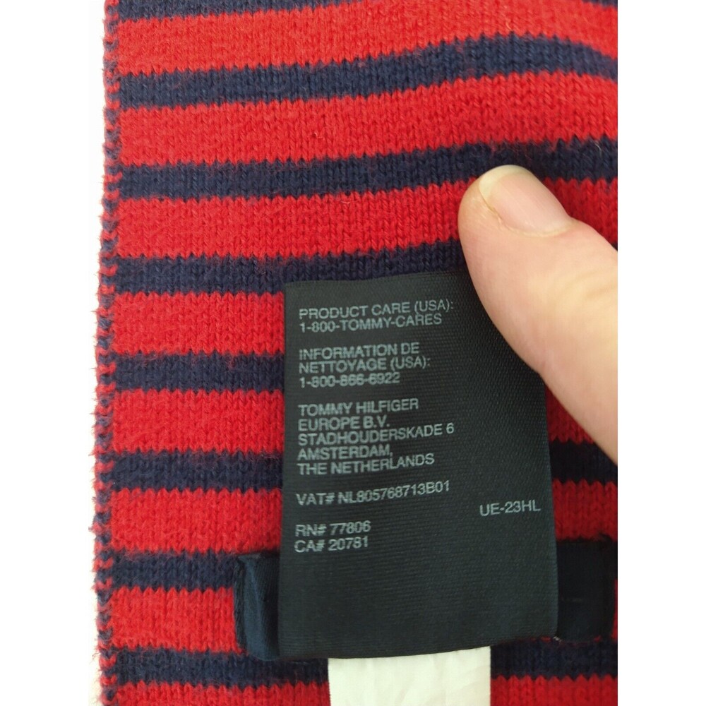 Tommy Hilfiger Red White Blue 100% Cotton Scarf Preppy Academia Spell Out Logo - Picture 5 of 8